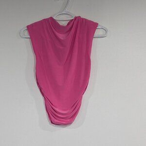 21 Saints Sleeveless Cowl Neck Top Bright Pink Size Small